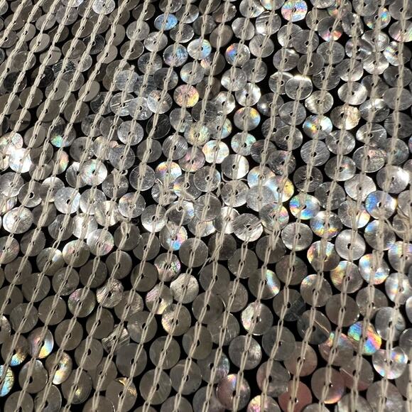 J. L. B. Women's Vintage Silver Sequin Silk Blouse Size M - Picture 4 of 6